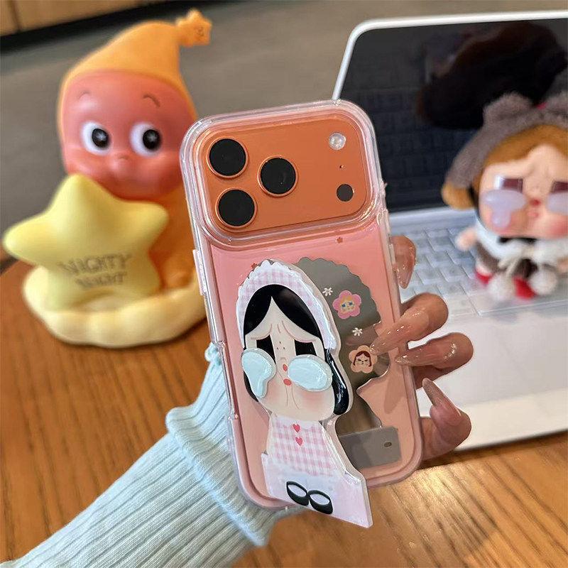 Love polka dot crying baby is suitable for Apple 11promax mobile phone case mirror Xiaomi 11oppo Huawei vivo