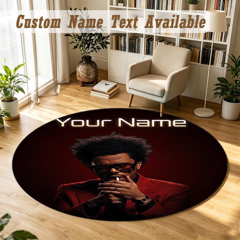 Round Rug Custom NameThe Weeknd Pattern Non Slip Carpet Home Floor Decor