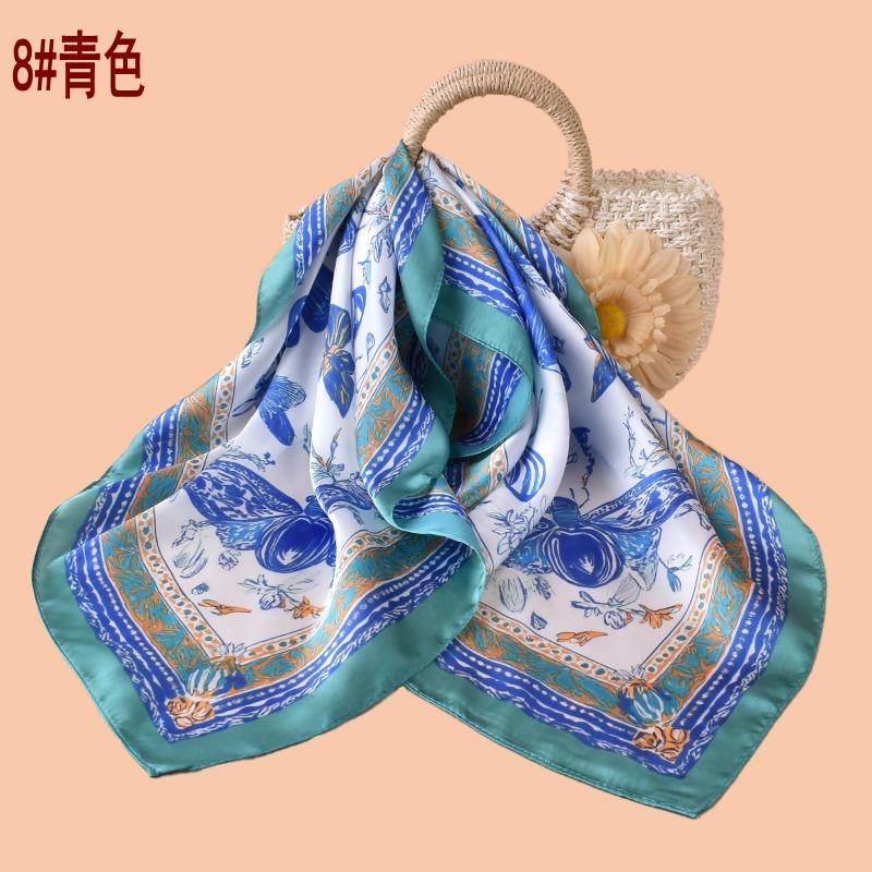 New women's 71CM square scarf sweet flower butterfly print silk scarf satin chiffon wholesale source scar