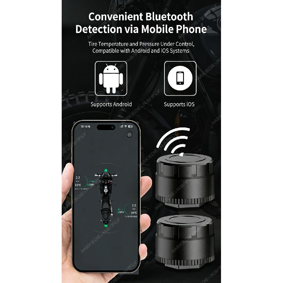 Auto TPMS BT 5.4 Reifendrucküberwachungssystem Handyverbindung für LOS Android Motorrad LKW Auto Reifendrucksensor
