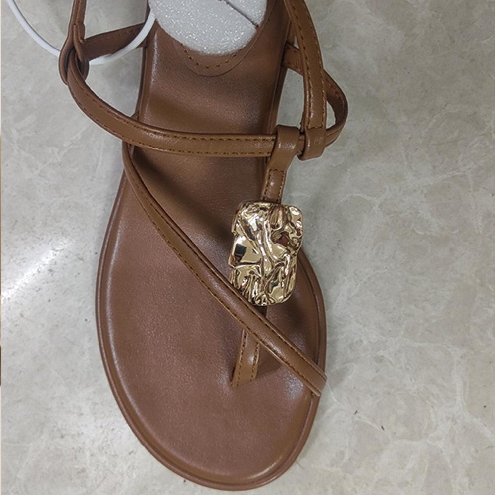 

Французские сандалии на толстом каблуке женские летние новые нишевые в стиле феи с юбкой ремешок на пальце римские туфли 40 коричневый