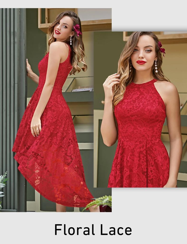 Dressy Star Lace Party Halter High Plus Perfect for and Weddings Size Women's Dress, Dress, Long, Neck, Sleeveless, Waist, Size, Guests, Receptions,