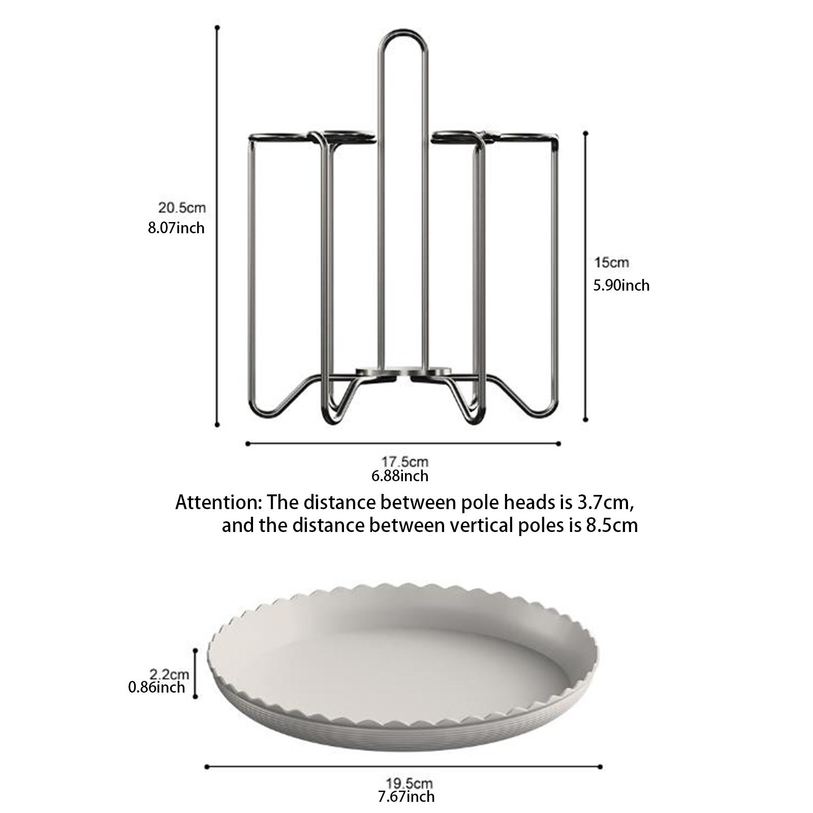 

Cup Drying Rack Stand Non Slip Metal Cup Mug Organizer with Drain Tray Countertop Cup Holder for Kitchen серебряный