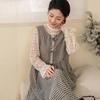 Sweet Lace Plaid Vest Dress: Forest Style, Age-Reducing, Sleeveless & Versatile for Spring/Summer