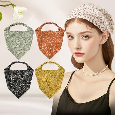 Ladies' Spring And Summer Floral Satin Fabric Headbands Hair Accessories Elastic Bands High-End Triangular Headbands Hair Accessories
