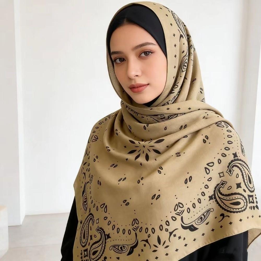 Breathable Square Scarf Korean Style Square Handkerchief Retro Cashew Nut Print Silk Scarf Female