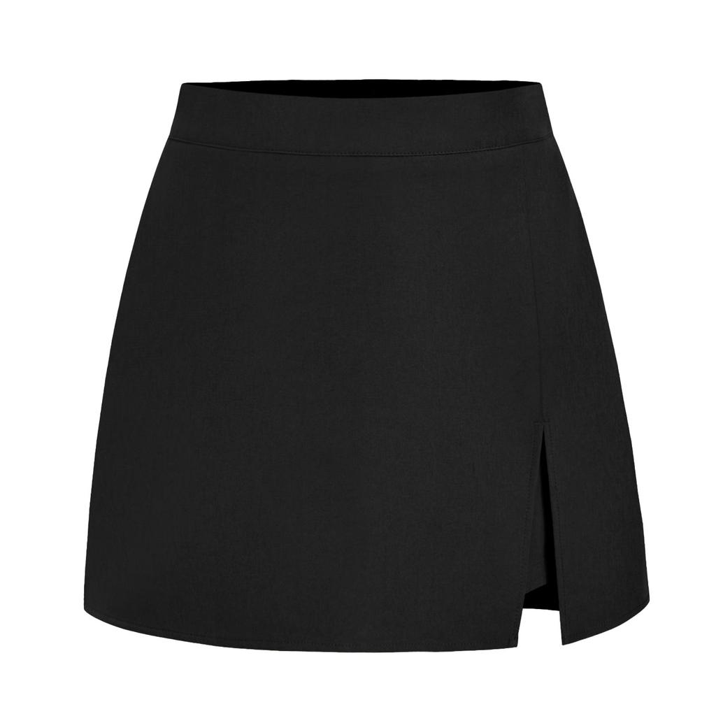 Women's Solid Color Suede Skirt High Waisted Metal Buckle Wrapped Hip Short Skirt Mini Skirt