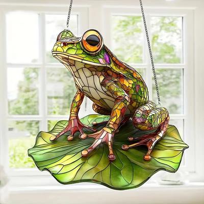 Frog Sun Catcher 2D Acrylic Frog Window Hanging Ornament Frog Wall Art Decor Suncatcher Housewarming Gift for Frog Lovers