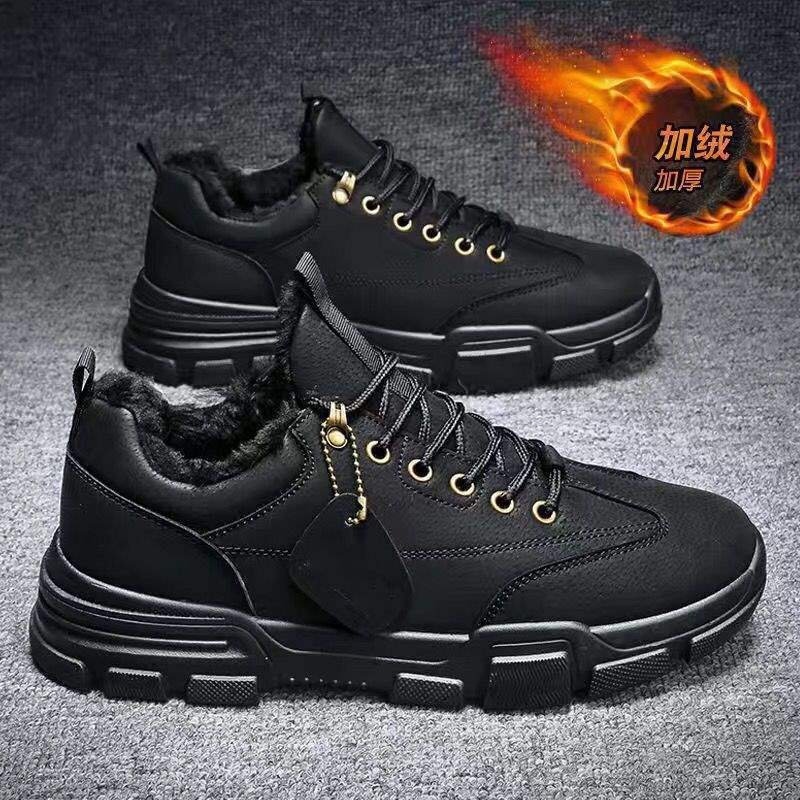 Winter Rhubarb Boots Martin Boots High-top Board Shoes Men's Work Shoes Versatile Casual Warm Cotton Shoes Tooling Shoes