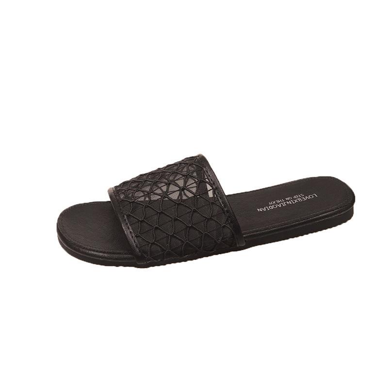 Cool Slippers Women's Outer Wear Breathable New Model 2025 Fashion Beach Versatile Niche Hollow Summer One-word Drag Flat Bottom