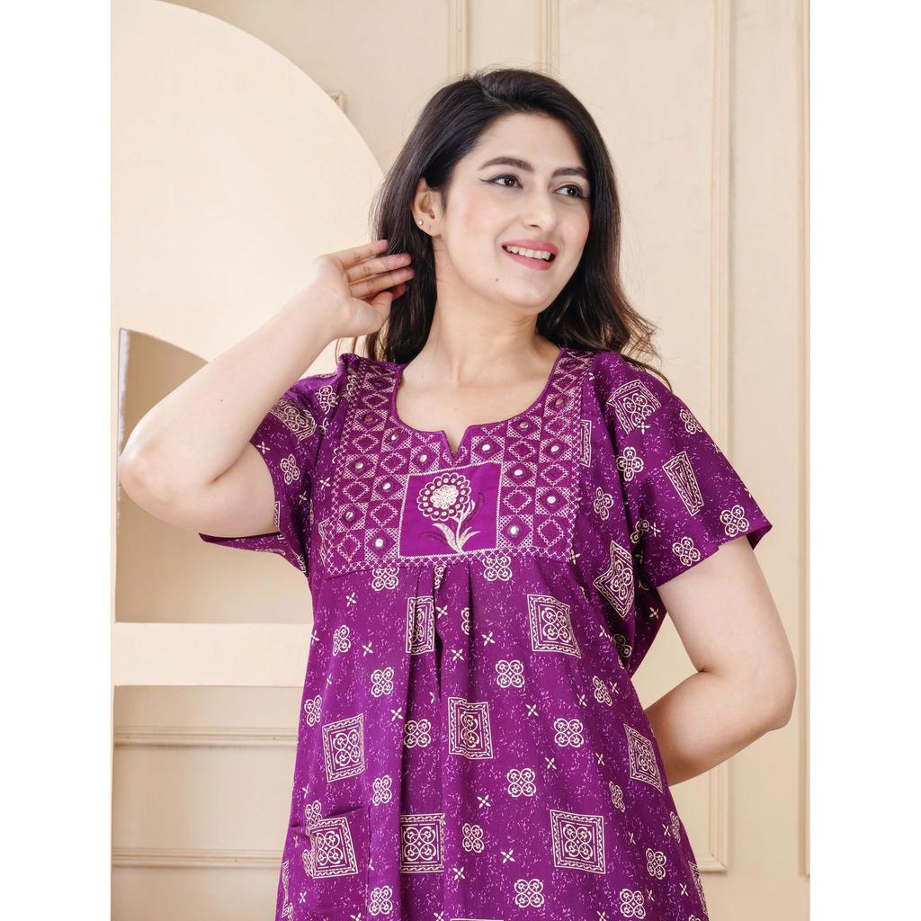 Indian Bollywood Women Cotton Gown Dress Beautiful Sleepwear Nightwear Nighty
