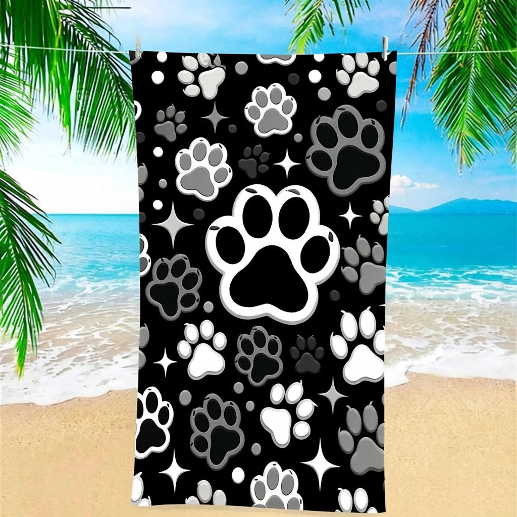 1 pc Dog Paw Beach Towel, Soft Odor-free Durable Towel, Ideal for Swimming Camping Bathing, Beach Pool Travel Daily Essential