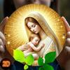 Virgin Mary Round Metal Wall Art Religious Home Decor With Golden Halo