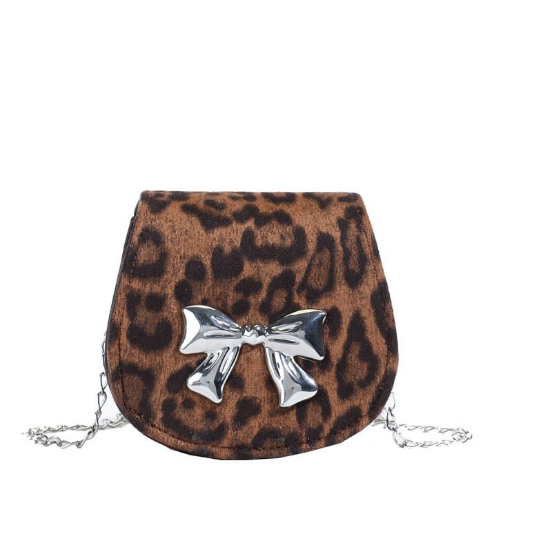 Stylish Mini Childrens Shoulder Bag With Unique Leopard Pattern And Chic Bow Accent
