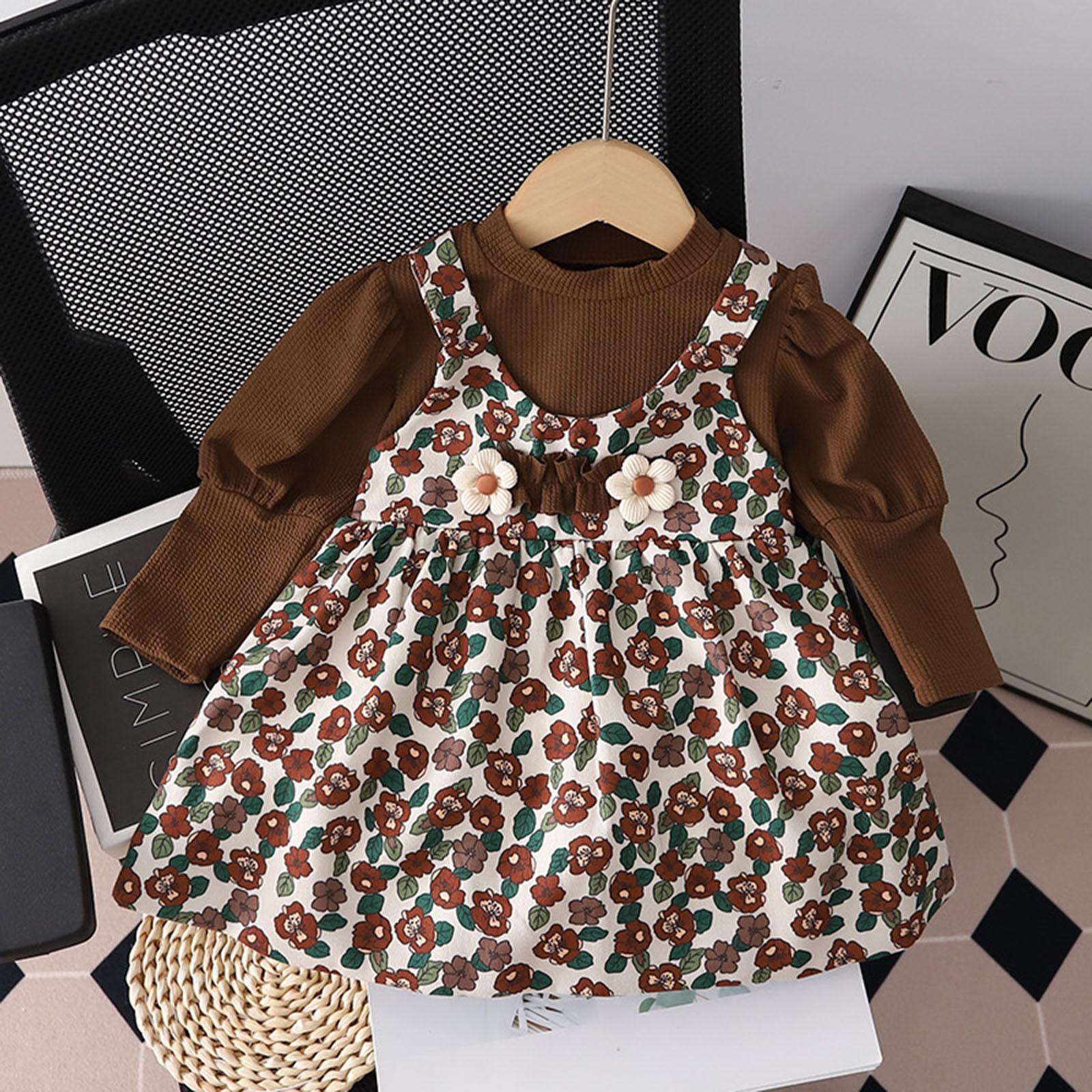 

Кружевное лоскутное платье для маленьких девочек, комплект одежды на подтяжках (100/XL) коричневый