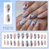 Blueberry & Strawberry French Manicure: 24-Piece Detachable Water Drop False Nails for Spring & Summer