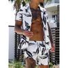 Summer New Men's Coconut Print Shirt Set High-quality Fashion Trend Shorts Hawaiian Style Casual Pool Top Outdoor Beach Two-piece Set