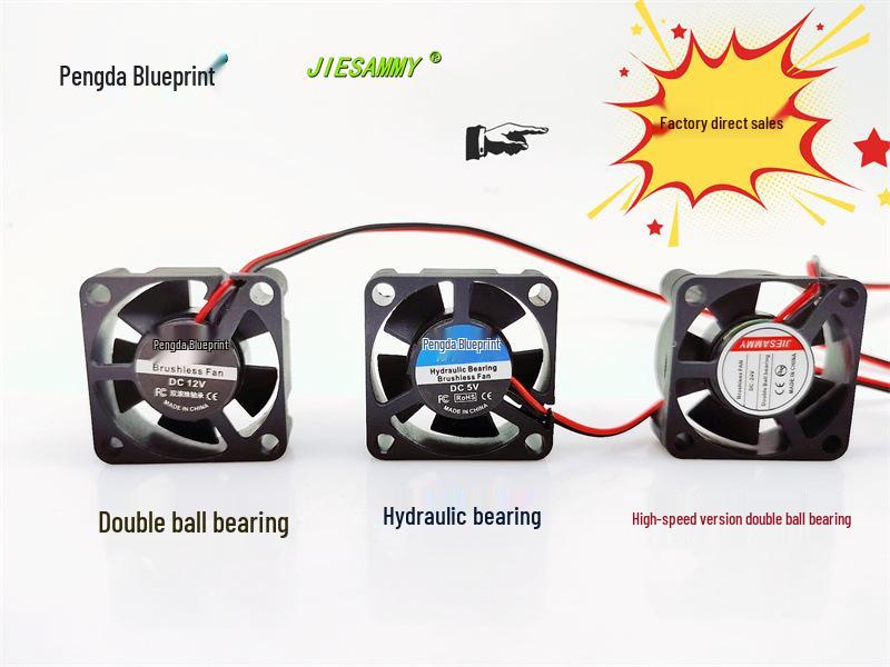 

Pengda Blueprint 3010 Silent High RPM Micro Cooling Fan 3CM Hydraulic Double Ball 24V/12V/5V 5V Hydraulic Bearing, 2.54 Pin