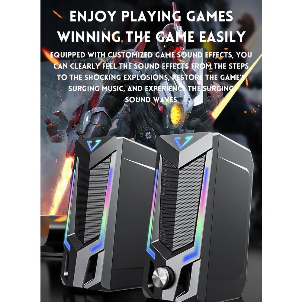 Wired & Bluetooth RGB Computer Speaker, Desktop Computer Speaker, Laptop Speaker, Desktop Stereo Speaker, USB Powered, with LED Ambient