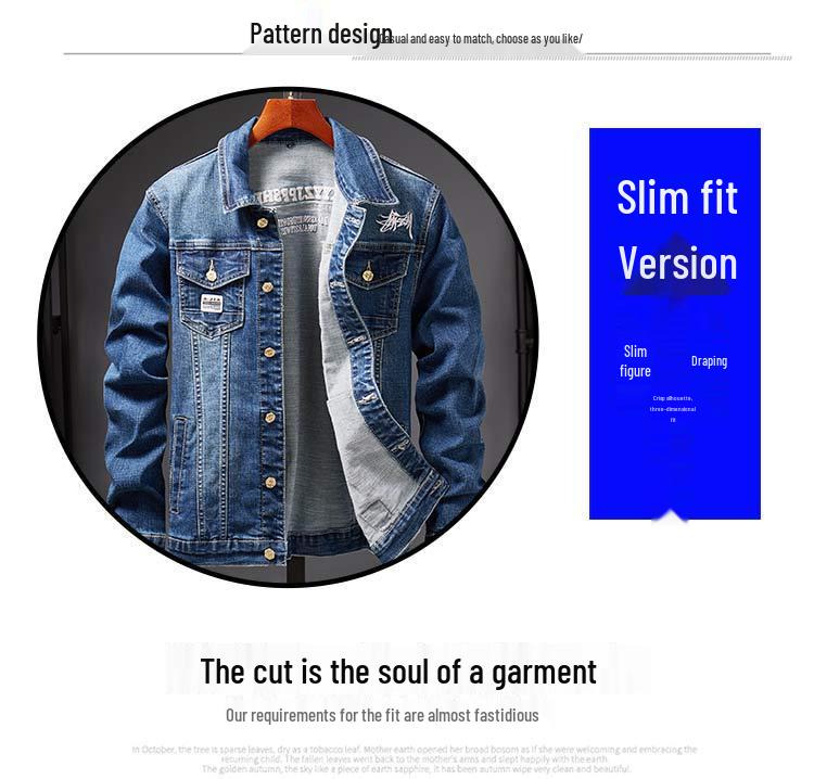 2026 Trendy Men's Loose Denim Jacket - Versatile Workwear for Spring and Autumn, Plus Size Available
