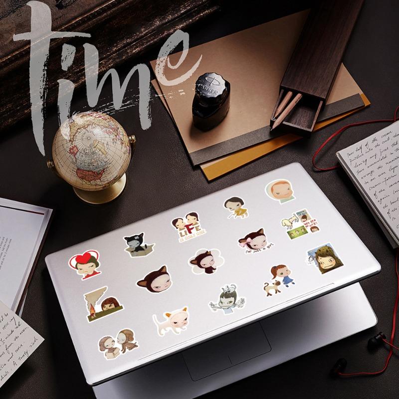 54pcs Yoshitomo Anime Nara Stickers Cute Phone Cases Laptop Suitcases Water Cups Waterproof Stickers Toy Gift
