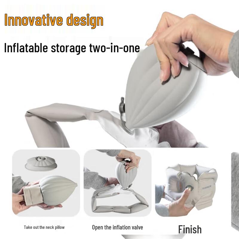 Hozone Portable Inflatable Neck Pillow & Blackout Eye Mask Travel Set