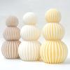 Ball Ribbed Pillar Candle Mold  Silicone Mould Geometric Striped Soy Wax Mold Christmas Decor Geometric cylindrical candle mold