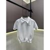 Miu Style Lapel Knit Hollow Short Sleeve Versatile Top - Summer 2026 New Arrival