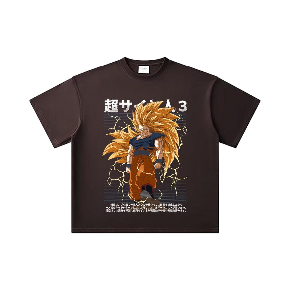 260 GSM Double Yarn 32 Count 100% Cotton Dragon Ball V59 Goku SSJ3 Print Unisex Heavy Cotton T Shirt