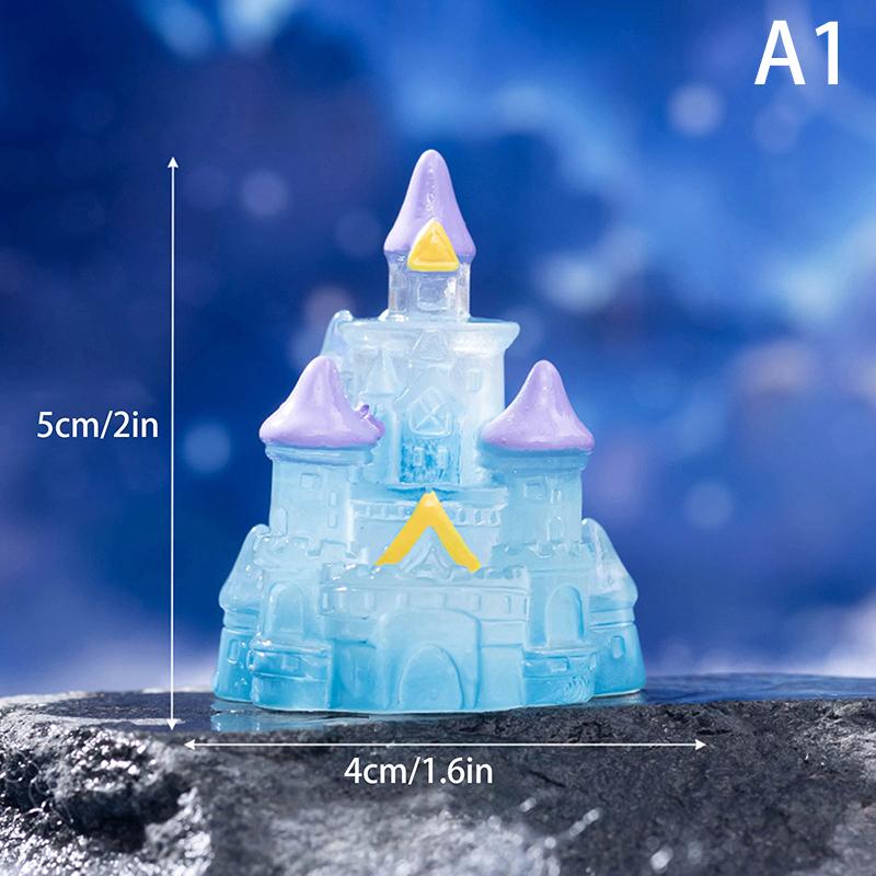 

1Pcs Luminous Mini Castle Micro Landscape Ornament Outdoor Glowing Miniature Statue Potted Garden Home Decoration