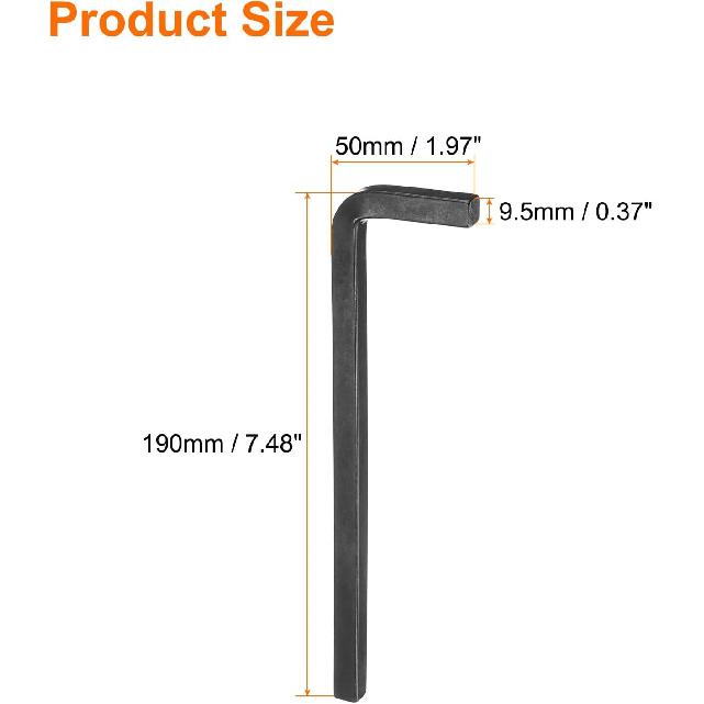 HARFINGTON 2pcs L-Shaped Square Head Wrench 9.5mm Carbon Steel L-Key 4 Points Metric Bolt Wrenches Repairing Tool for Basic Home Repair DIY Project