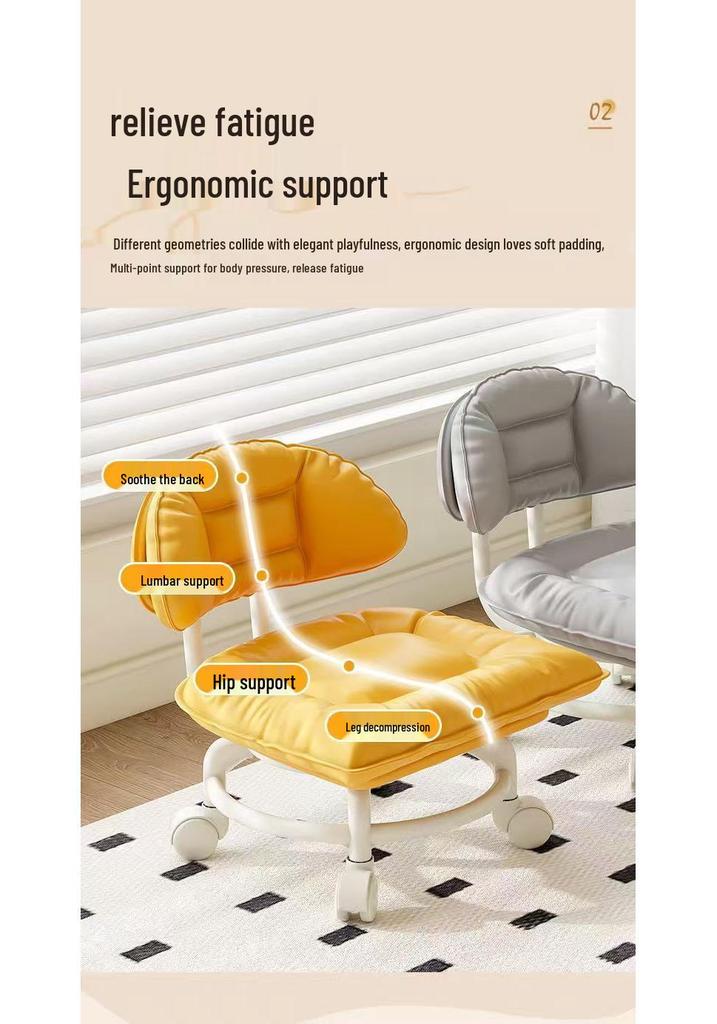 Soft Upholstered Baby Walking Stool with Silent Universal Wheels