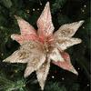 New Large Artificial Poinsettia Flower Glitter Sequins Simulation Flowers Sparkling DIY Christmas Flower Christmas Decoration