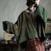 T-shirt da donna vintage primaverili cinesi con scollo rotondo a manica lunga, morbide e larghe