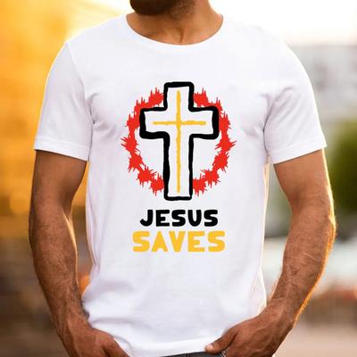 Jesus Saves TShirt Men Women Short Sleeve Cotton Tees Luxury Brand Shirt Oversize Tops Summer Blouse Mens Clothing