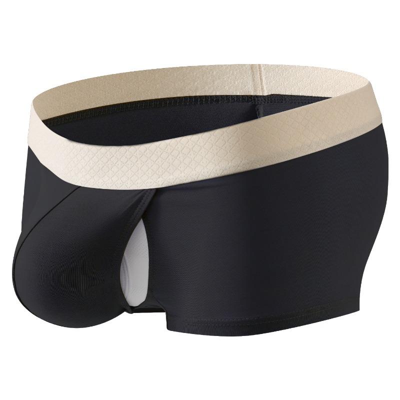 Sexy Men'S Boxers Bullet Separation Pouch Underwear Thin Breathable Open Side Panties High Elastic Summer Bikini Slip Homme