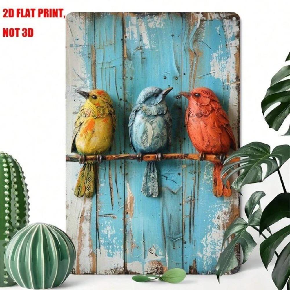 Vintage Birds Wall Decor Metal Art Rustic Living Room Hanging Decor