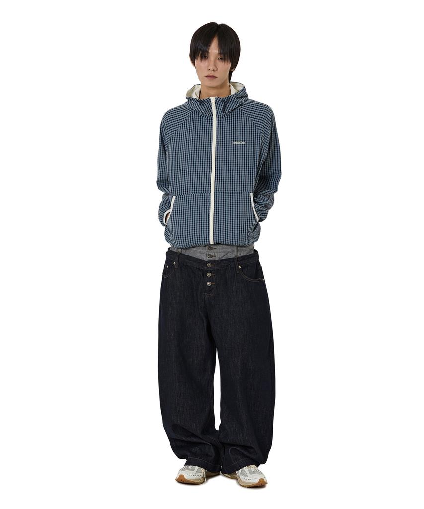 Openyard(Oy) Check Hooded Windbreaker - Navy
