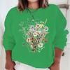 New Flower Hoodies Women Floral Oil Painting Y2K Sudaderas Long Sleeve Round Neck Vintage Boho Wild Flower Woman Sweatshirts