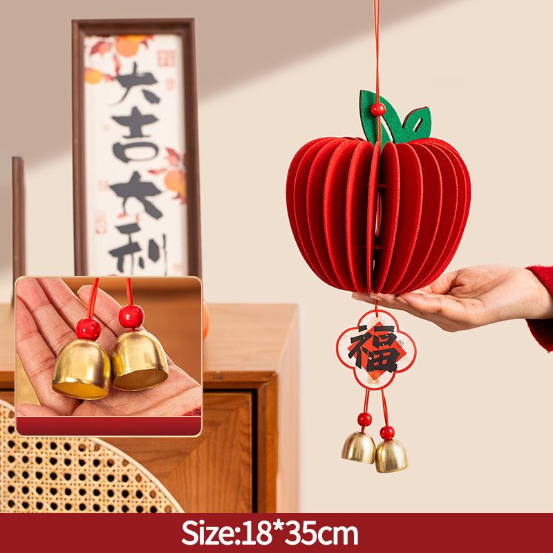 Chinese Lunar  New Year 2026 3D Honeycomb Ornament Paper Apple Pear Desktop Ornament Traditional Spring Festival Photo Props