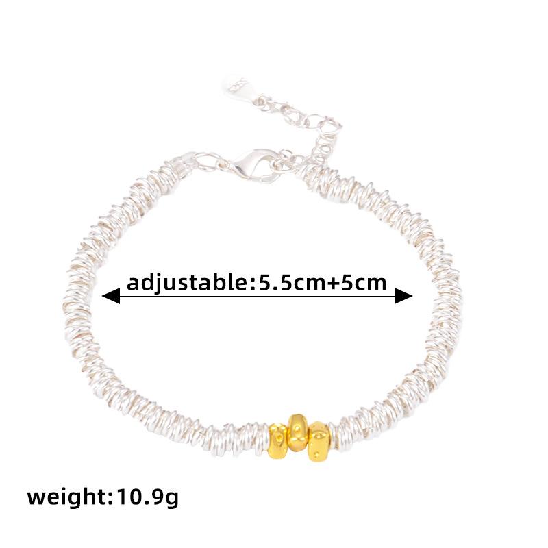 

New Broken Silver Triangle Gold Bean Cheese Electroplated Beaded Bracelet for Women Hot Sale Anti-static Accessories Hand Jewelry 16.5+5cm