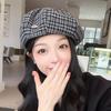 Retro Plaid Beret Women's Spring and Autumn Literary British Style Painter's Hat with Big Head Circumference and Face Small and Versatile Painter
