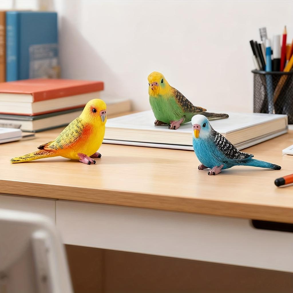 3pcs Hand-Painted Mini Parrot Black Phoenix Statue Animal Decoration Indoor Outdoor Garden Desktop Sculpture Outdoor Decorations