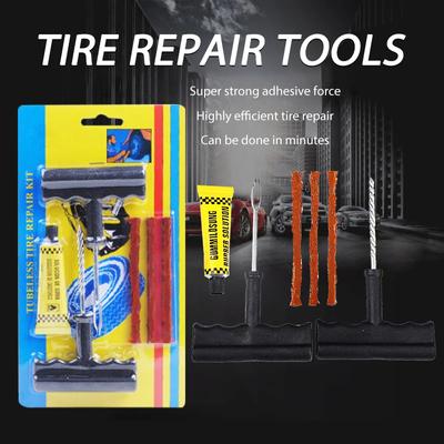 Araba Bisiklet Kamyon Motosiklet Lastik Tamir Takımı Çivi Takma Alet Seti Tubeless Lastik Patlak Tıkacı Yama Şerit Tutkal Garaj Alet Aksesuarları