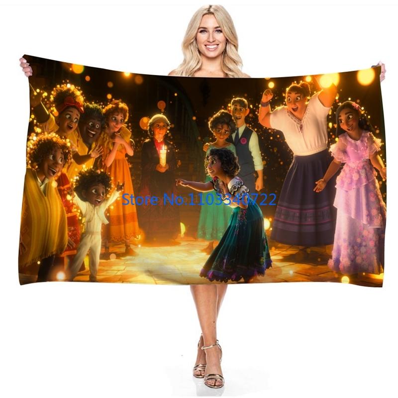 Cartoon Film Encanto Anime Bath Towels Microfiber Beach Swimming Towel Decor for Adults Kids Gift 75x150cm