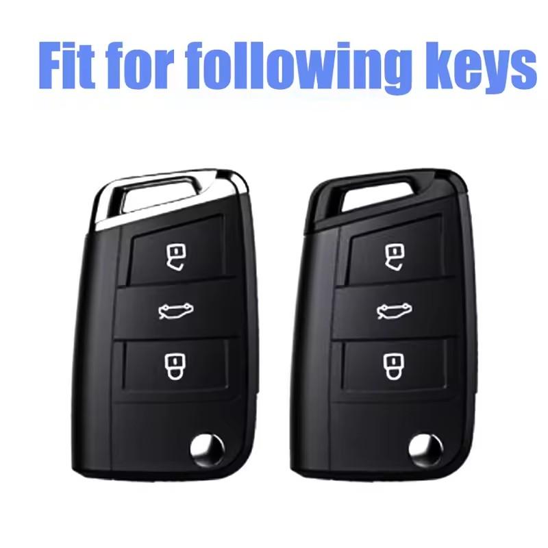 Styling Mouldings 1set Alloy Style Car Key Case Cover Shell Fob For VW Volkswagen Golf 7 MK7 Tiguan MK2 For SEAT Ateca Leon FR 2