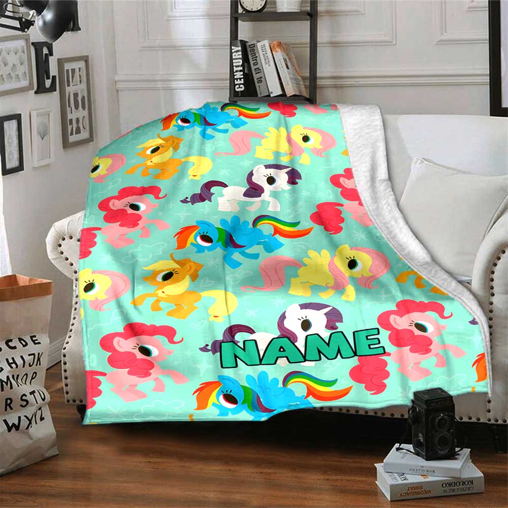 Little Pony (13) Personalized Name Blanket Gift Personalized Blanket Warmthful Decor for Picnics Couch Chair Living Room Ideal for All Seasons