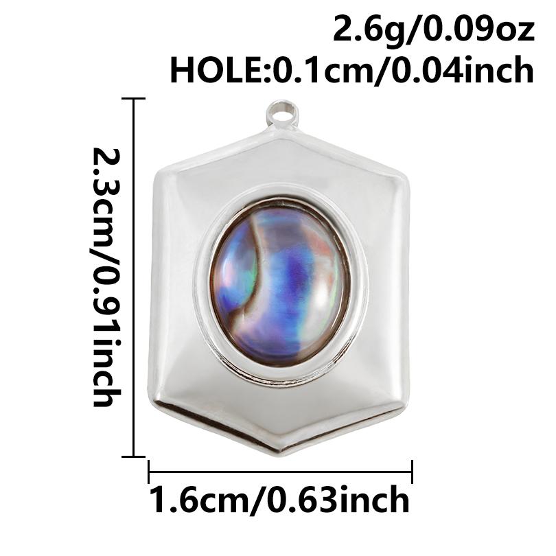 2pcs Various Shape Abalone Shell Trendy Square Oval Rectangle Stainless Steel Charm For Jewelry Making Supplies DIY Pendant Bulk