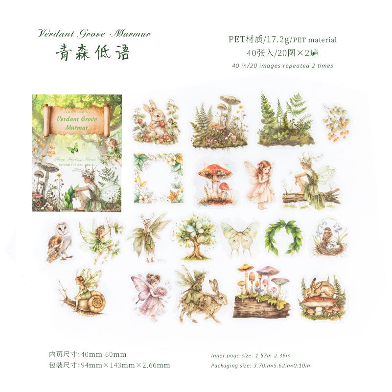 

40pcs/pack Kawaii forest elf PET stickers DIY diary scrapbook Journal Supplies aesthetic stationery stickers