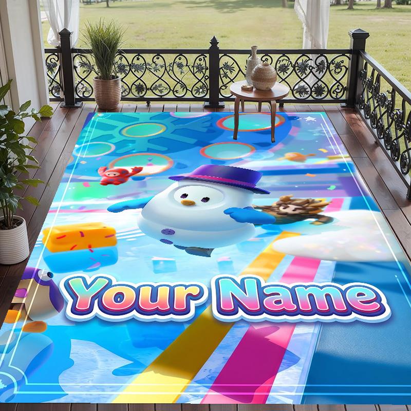 Custom Text Fall Guys Pattern Floor Rug Soft Indoor Carpet Mat Living Room Bedroom